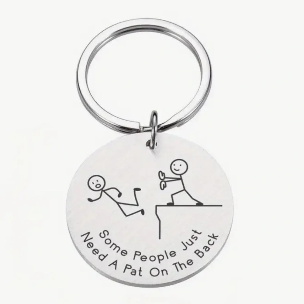 BFF Engraved Silver Novelty Keychain with Humorous Quote